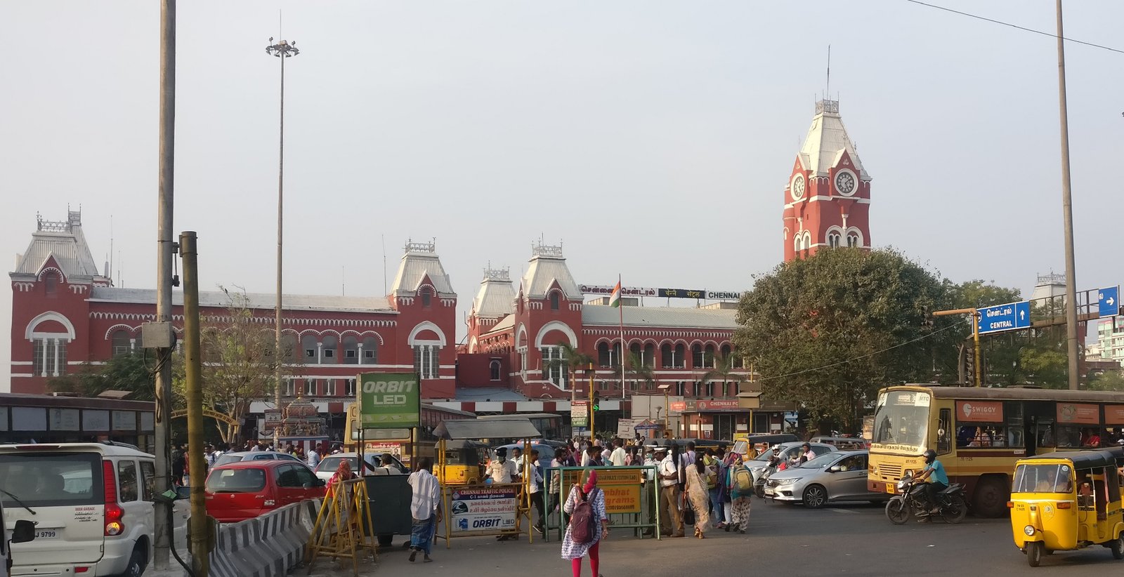 Chennai Central railway station with its distinctive clock tower